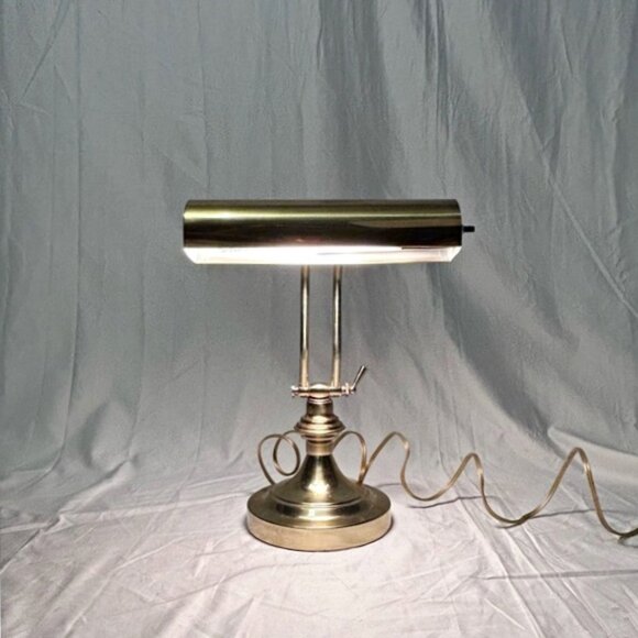 Vintage Collins Industries Adjustable Solid Brass Bankers Desk Piano Lamp w/Box - Picture 6 of 9